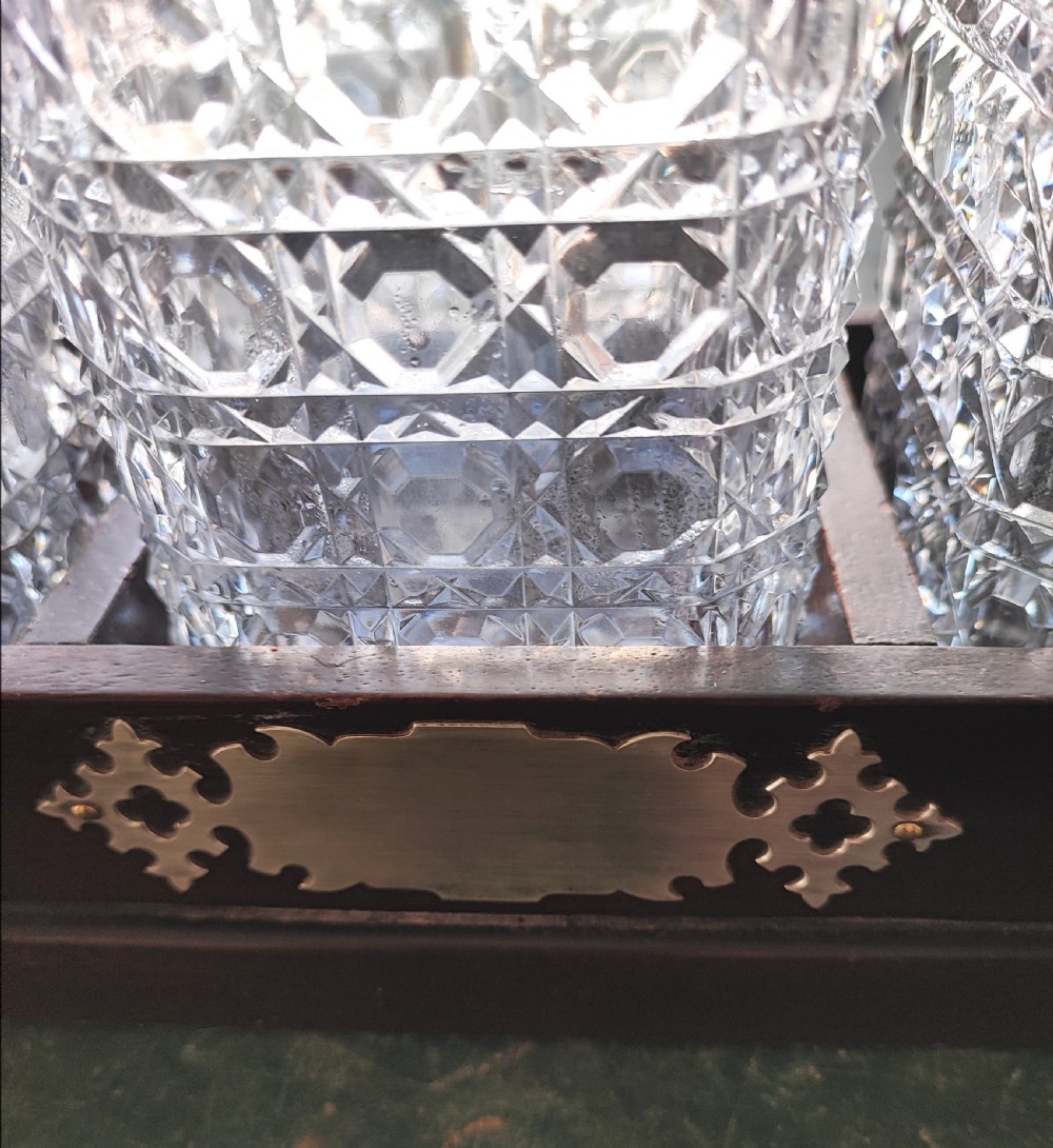 An antique mahogany and cut glass tantalus. View XV