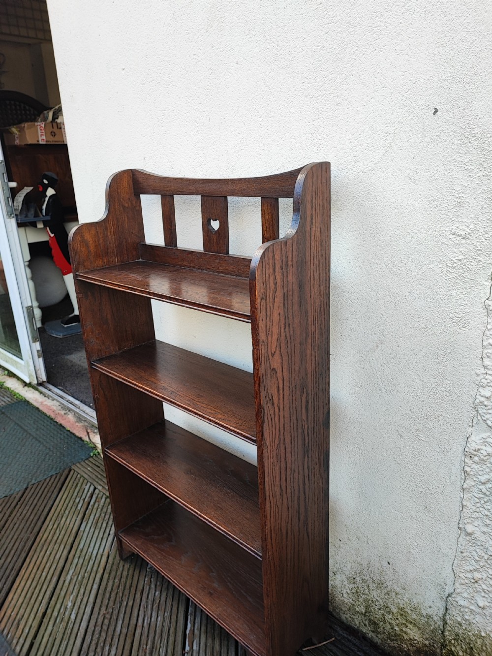 Art's and crafts libertys oak open bookcase. View IX