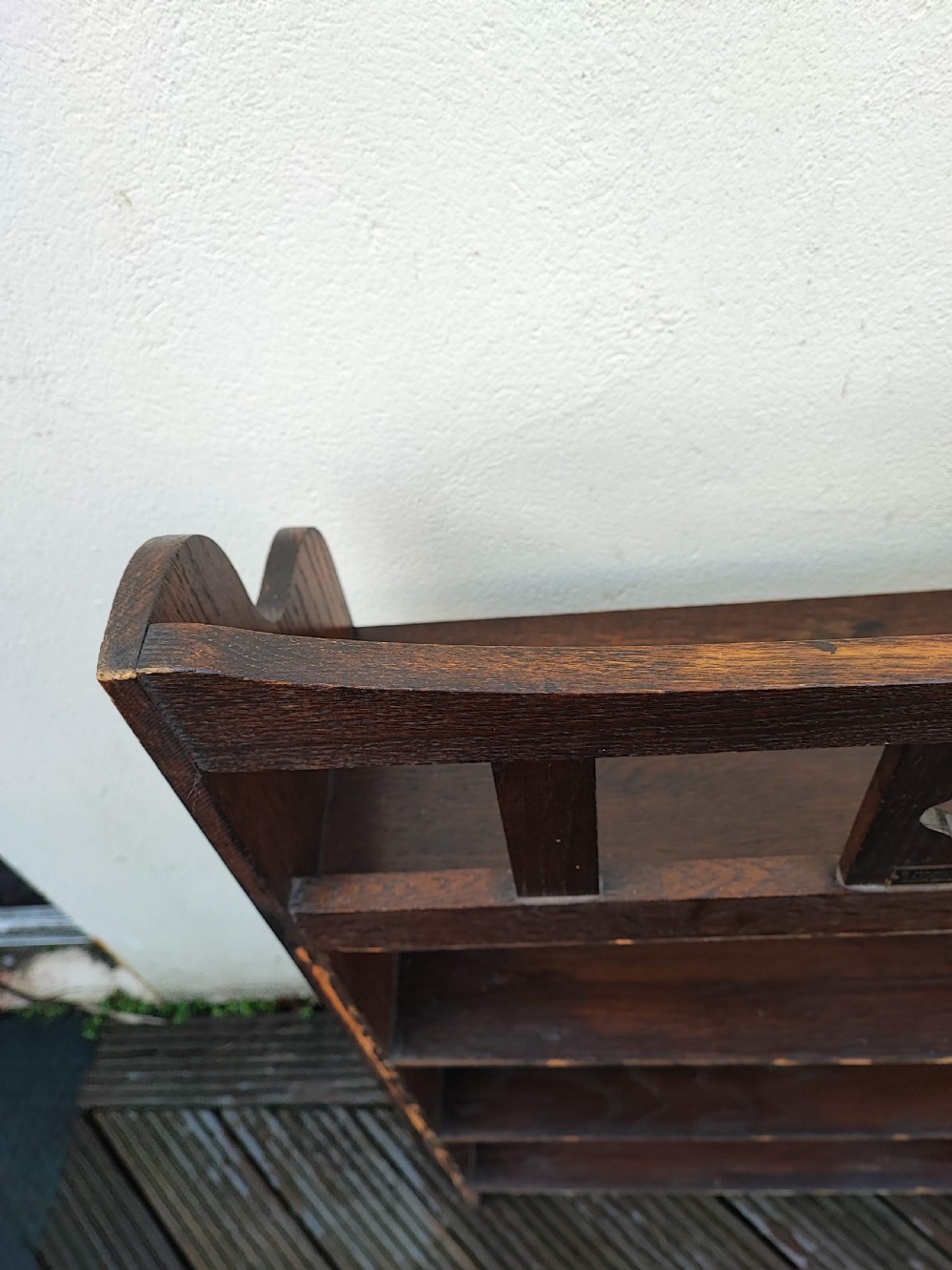 Art's and crafts libertys oak open bookcase. View XI