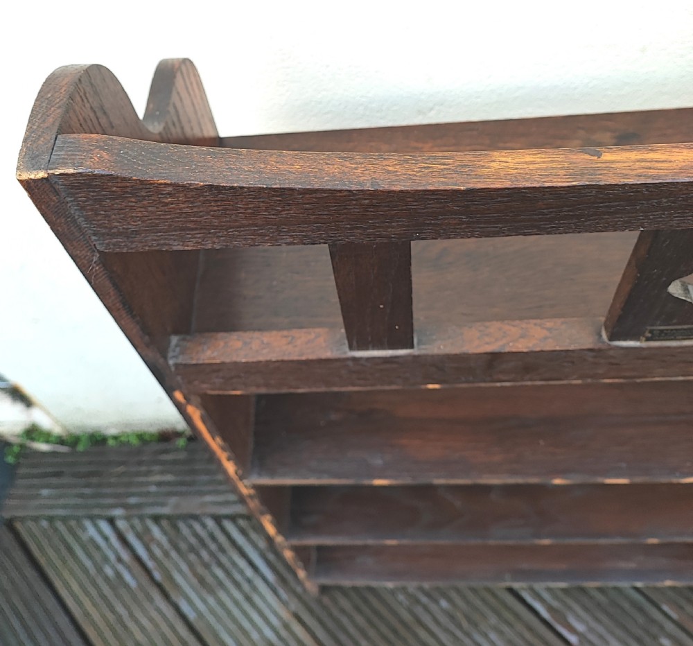 Art's and crafts libertys oak open bookcase. View XII