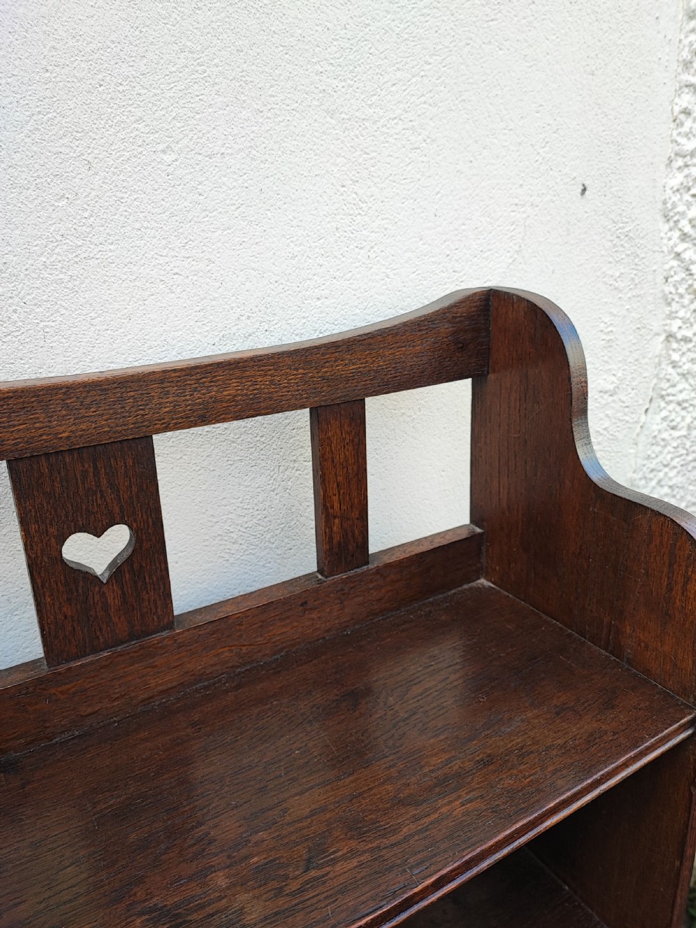Art's and crafts libertys oak open bookcase. View XIII