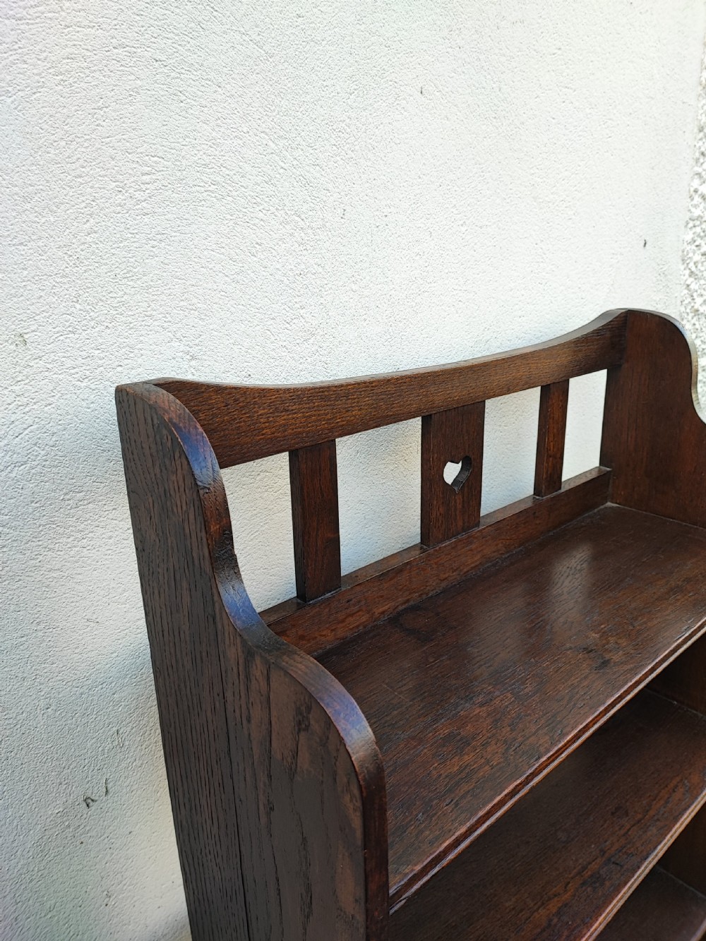Art's and crafts libertys oak open bookcase. View XV