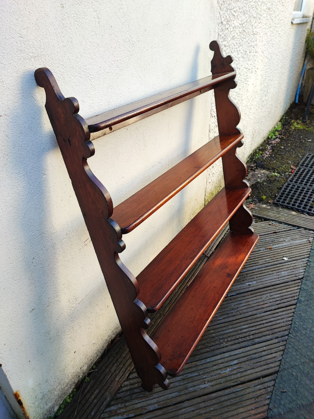 Antique mahogany hanging wall shelf View VIII