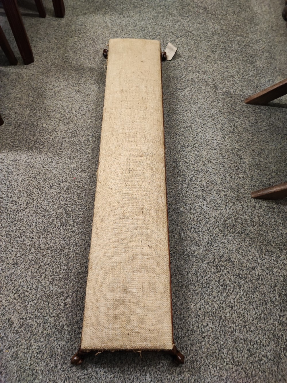 Antique mahogany long hearth stool.