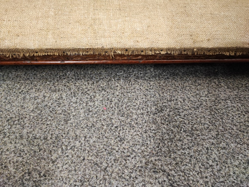 Antique mahogany long hearth stool. View IV