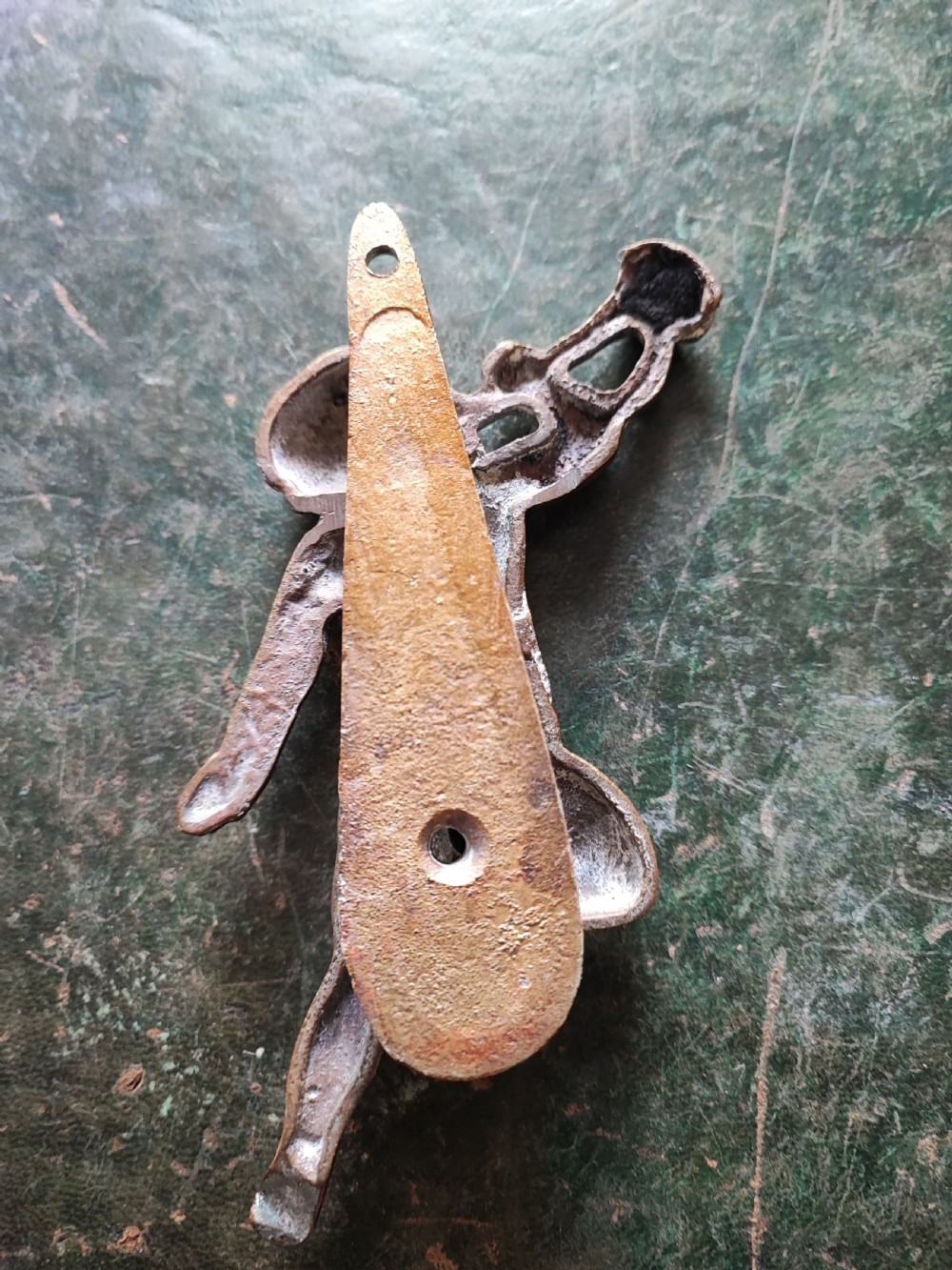 Edwardian cherub brass door knocker. View VI