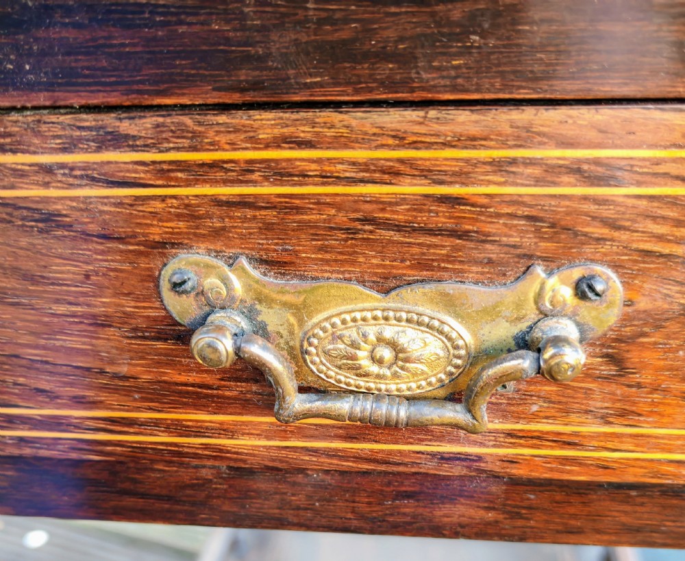 A quality inlaid  Edwardian rosewood drop flap occasional table View IV