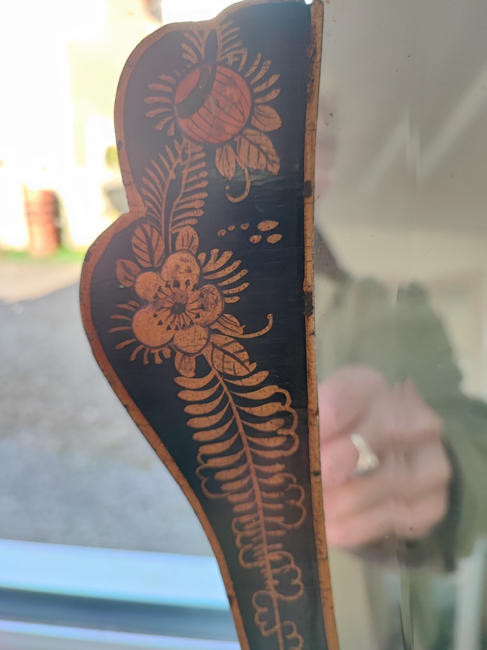 Antique lacquered Chinoiserie mirror  View VI