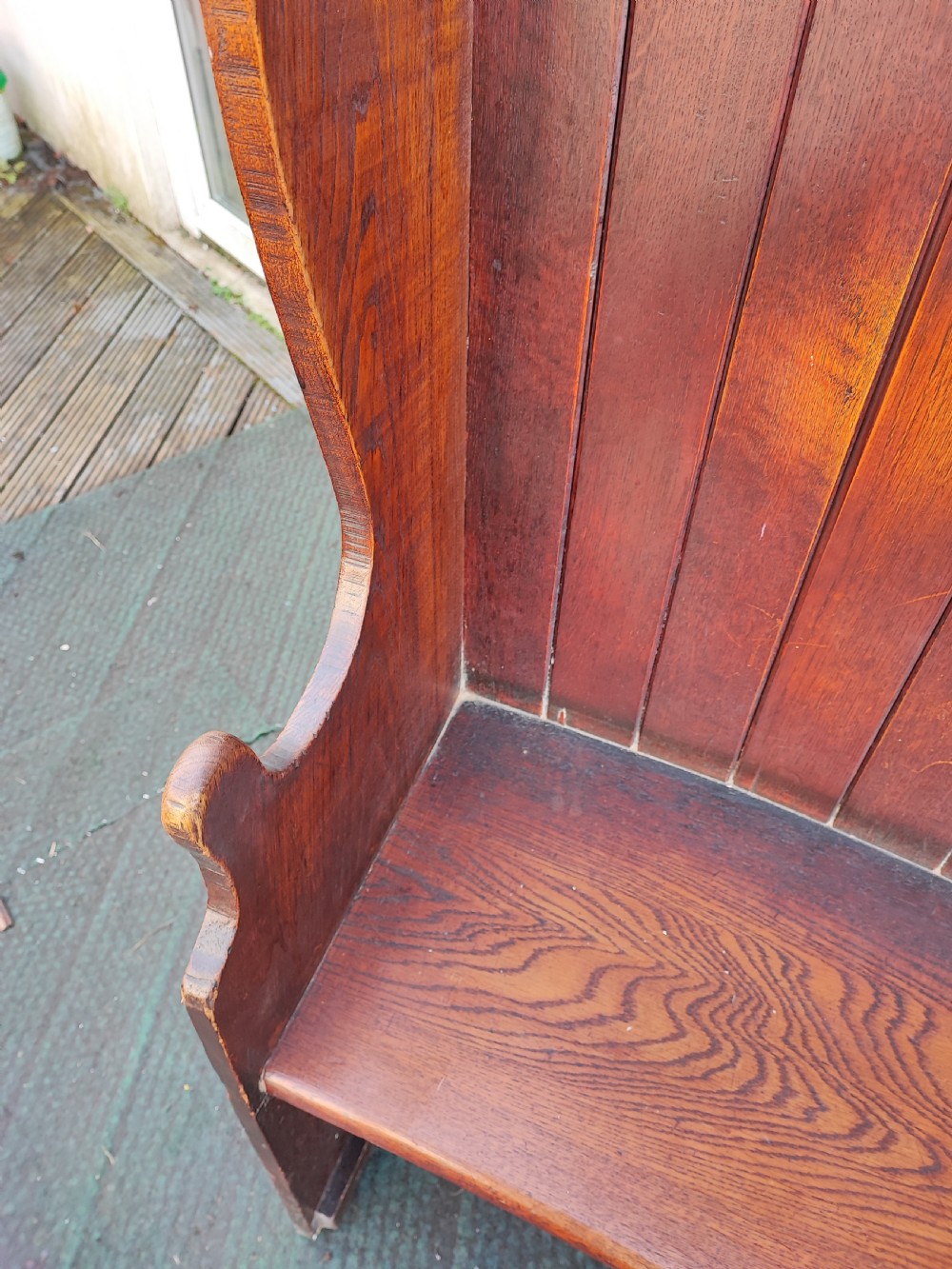 Antique oak, small tavern settle. View II