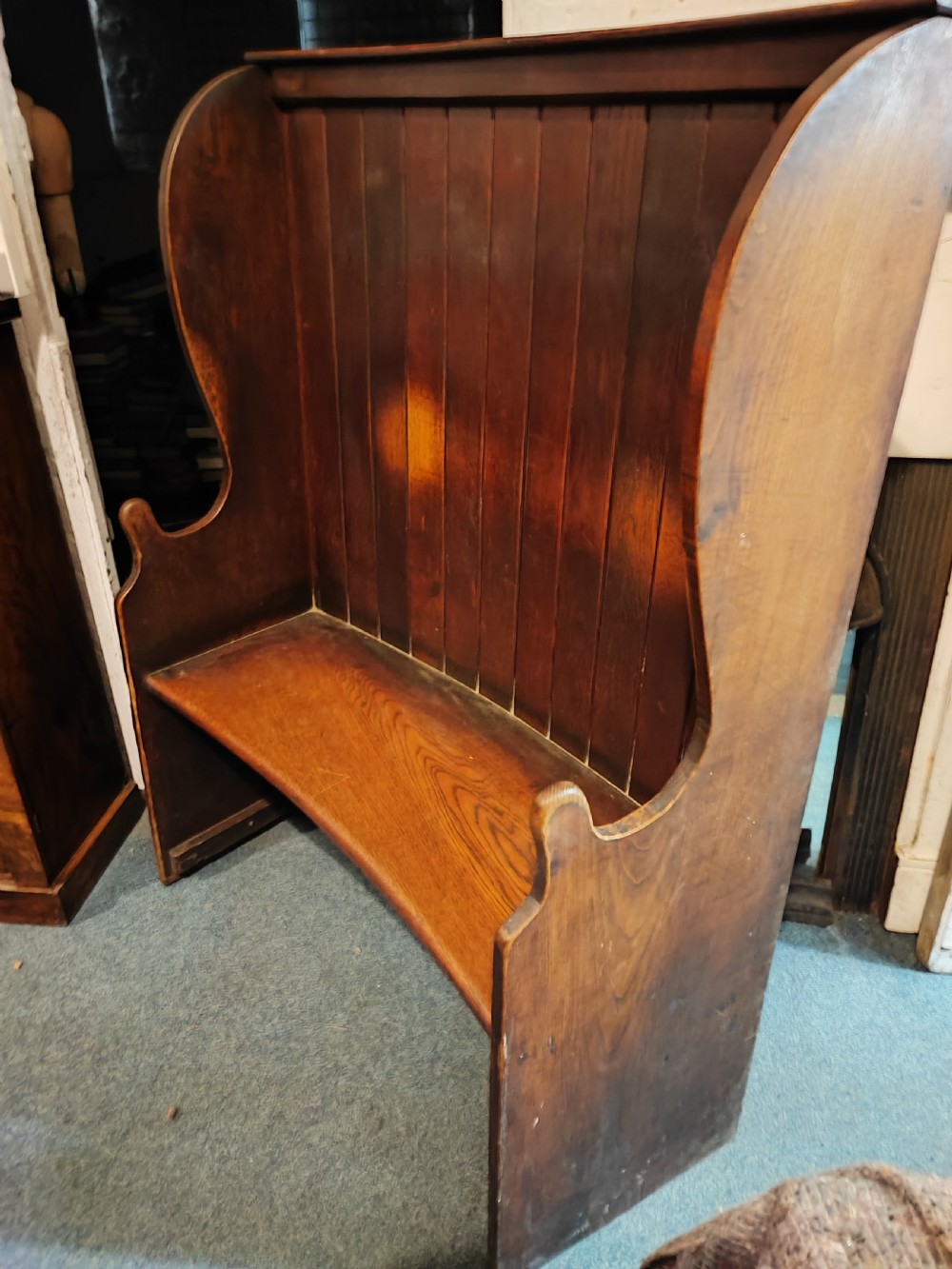 Antique oak, small tavern settle. View IX