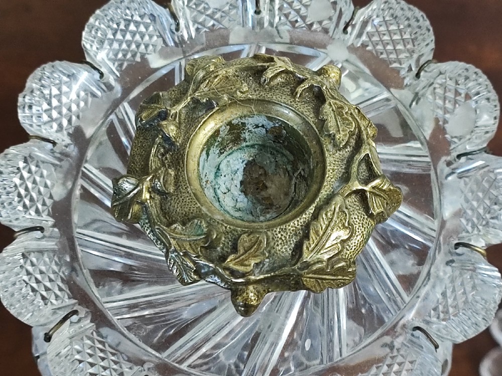 A small pair of Regency cut glass and brass candle lusters View IV