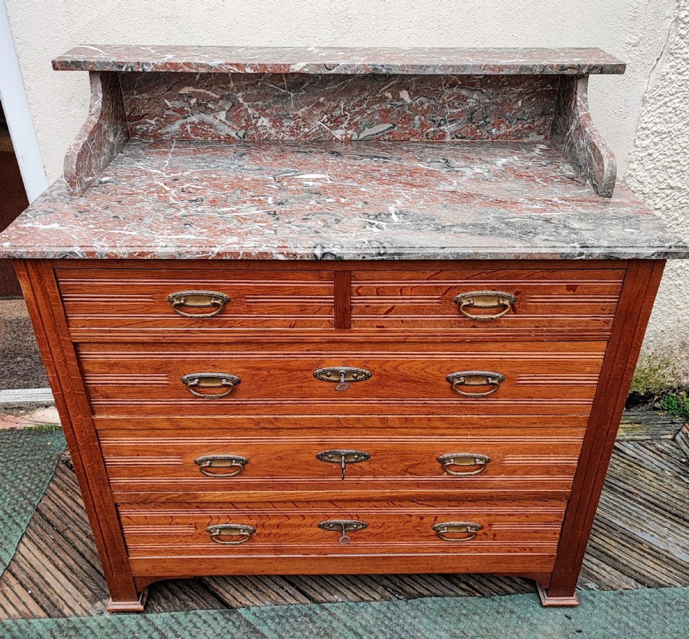 Antique marble top chest of drawers  
