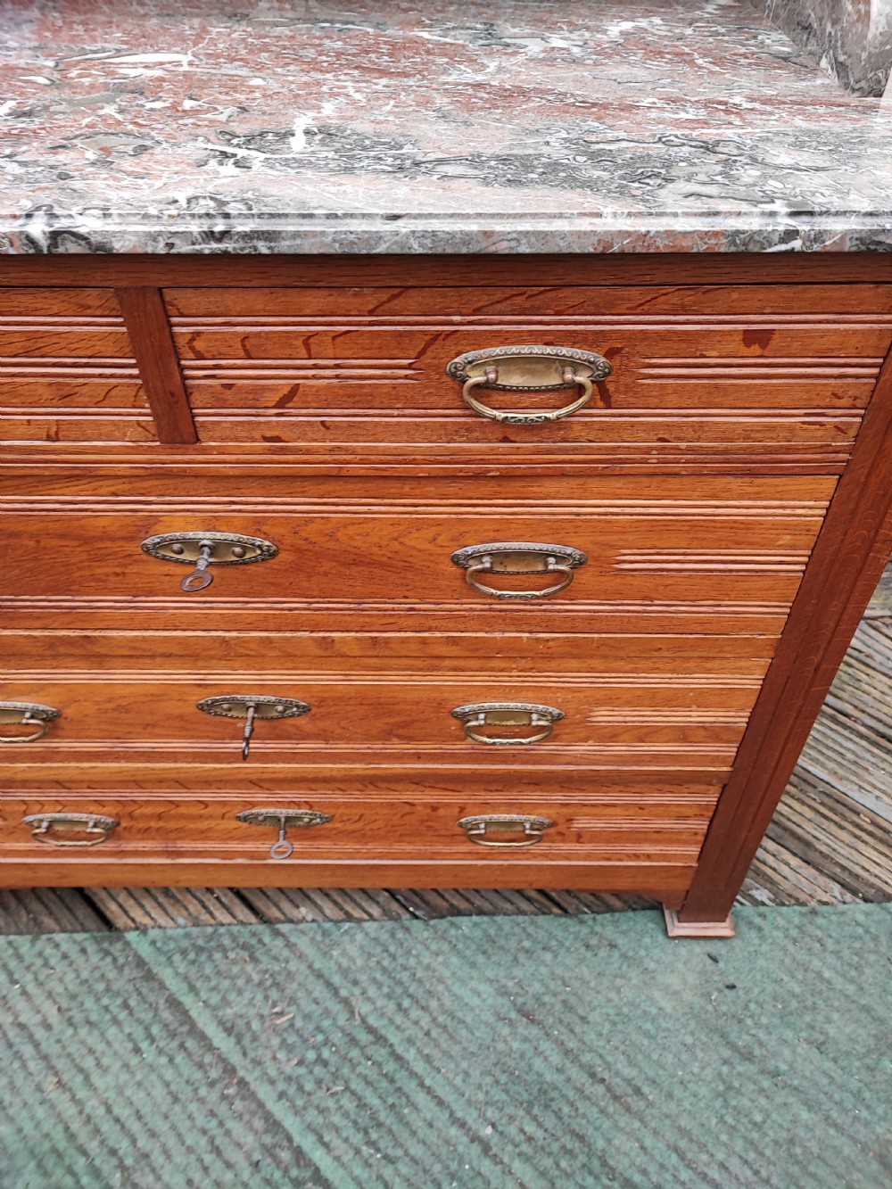 Antique marble top chest of drawers   View V
