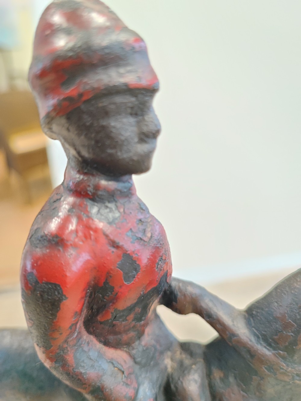 19c cast iron and enamel Boer war soldier on horseback.door stop View IV