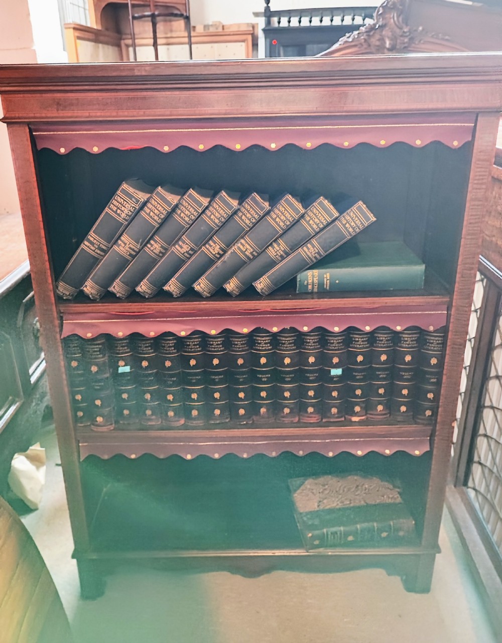 Edwardian inlaid mahogany open bookcase