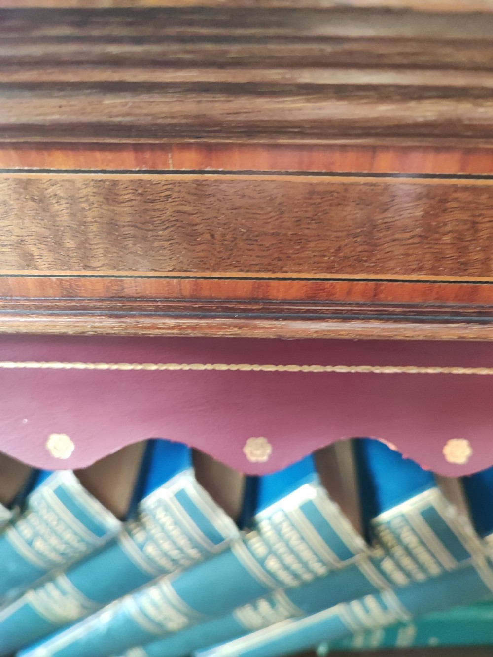 Edwardian inlaid mahogany open bookcase View II