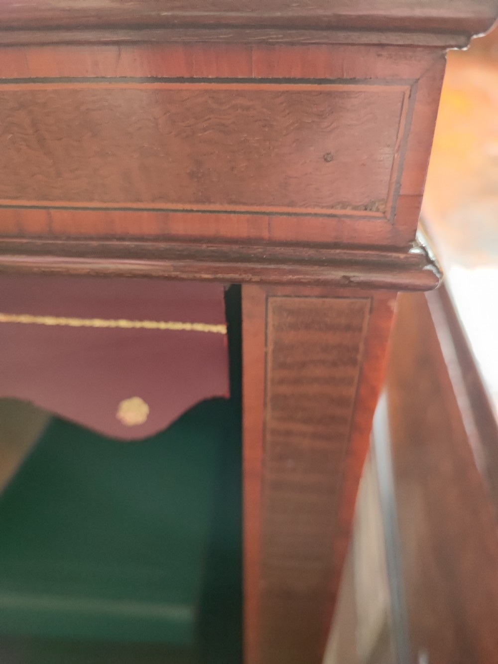 Edwardian inlaid mahogany open bookcase View V