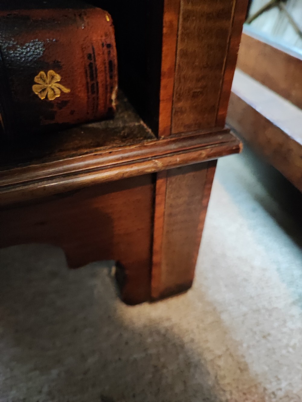 Edwardian inlaid mahogany open bookcase View VI