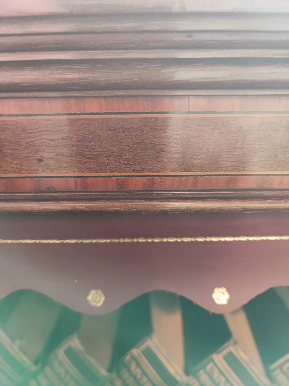 Edwardian inlaid mahogany open bookcase View IX