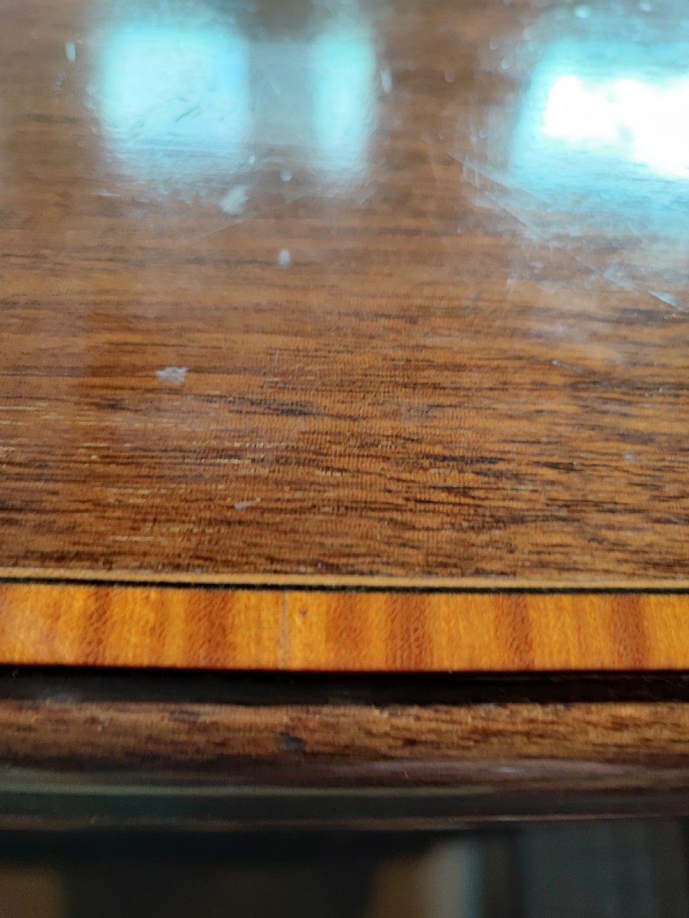 Edwardian inlaid mahogany open bookcase View X