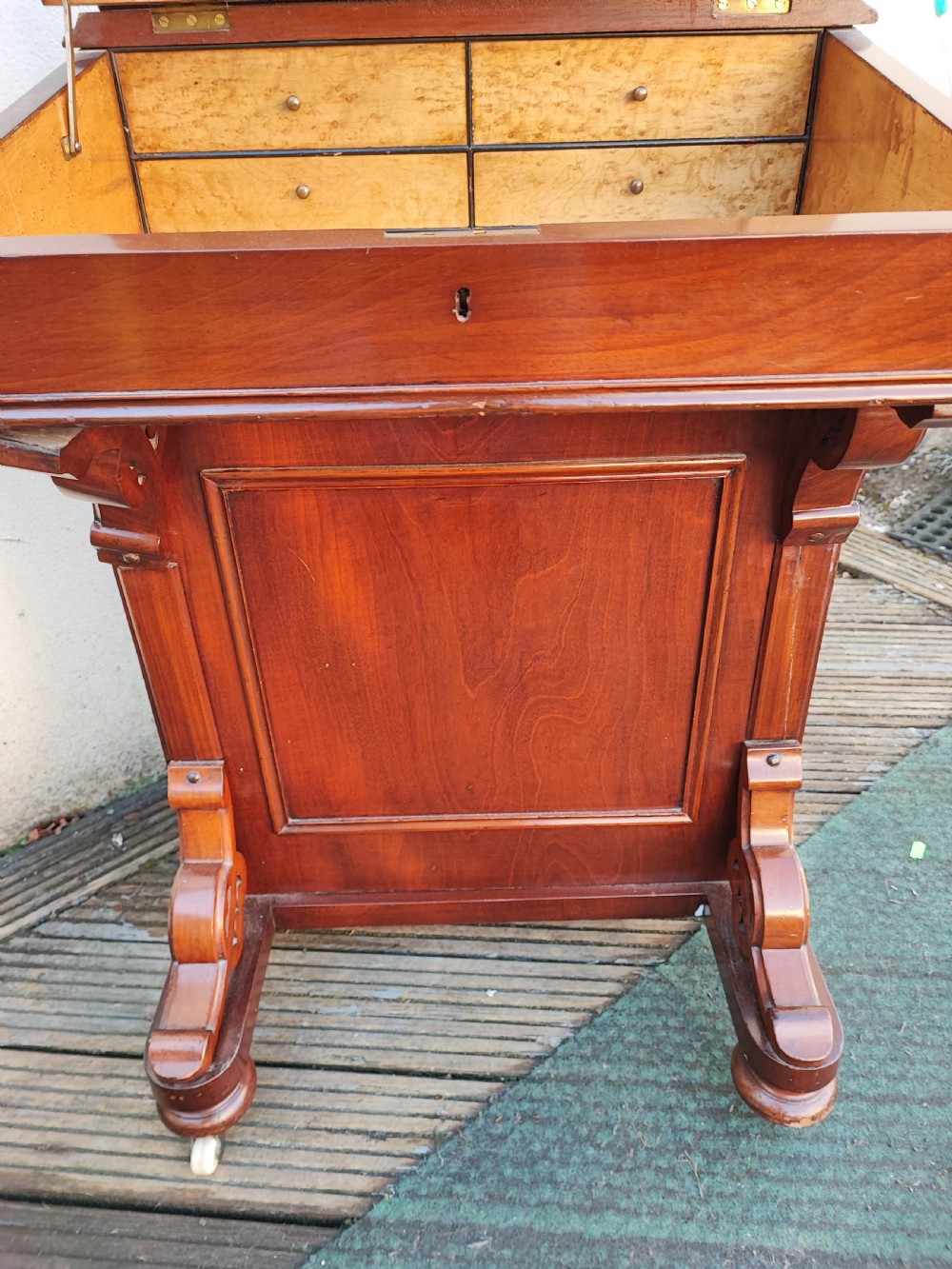 Victorian mahogany Davenport. View IX