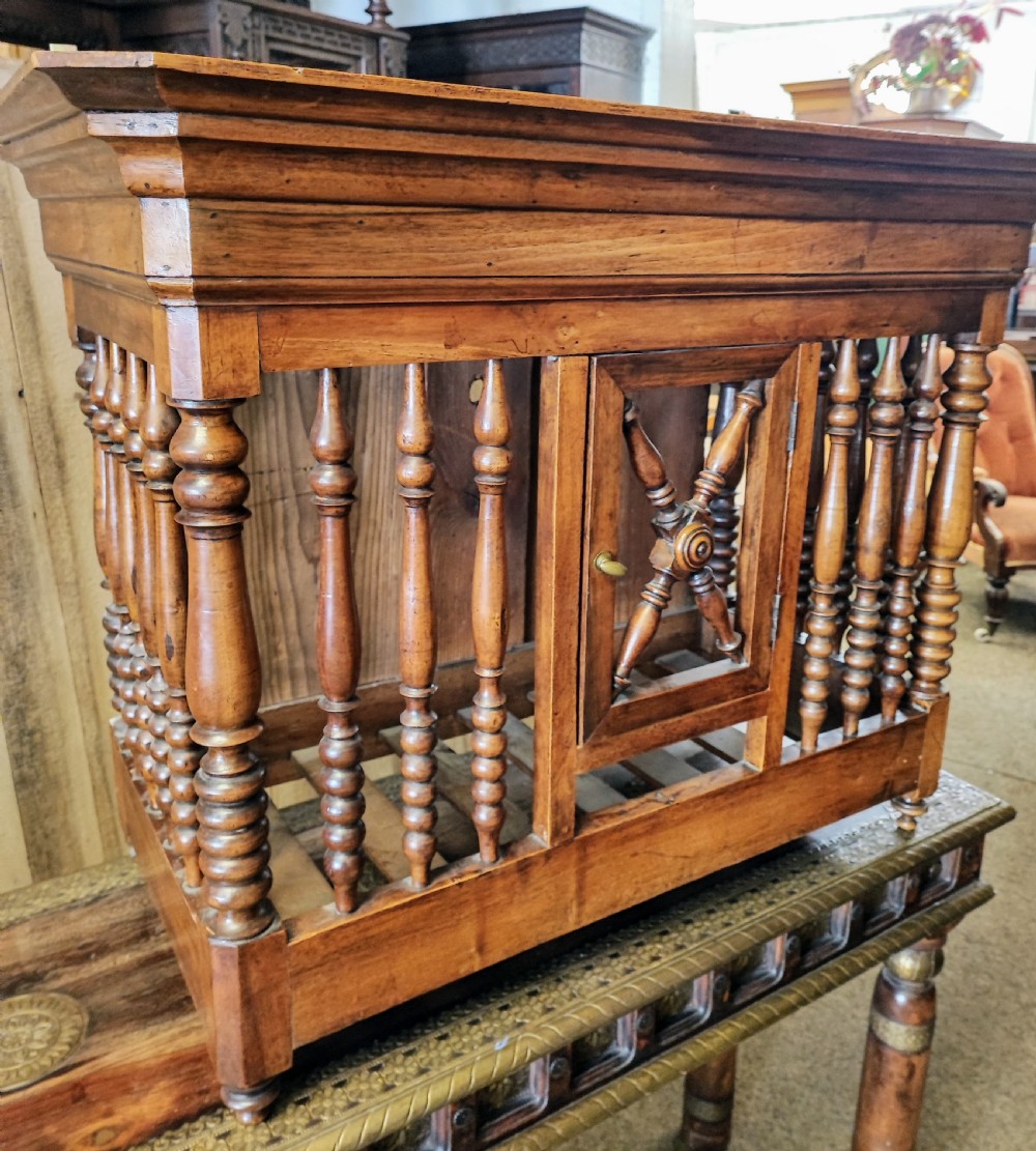An antique walnut French Panetiere or bread store  View IV