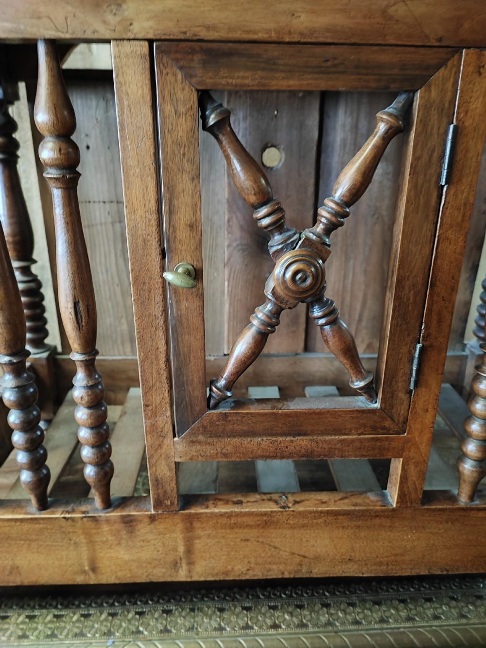 An antique walnut French Panetiere or bread store  View XIV