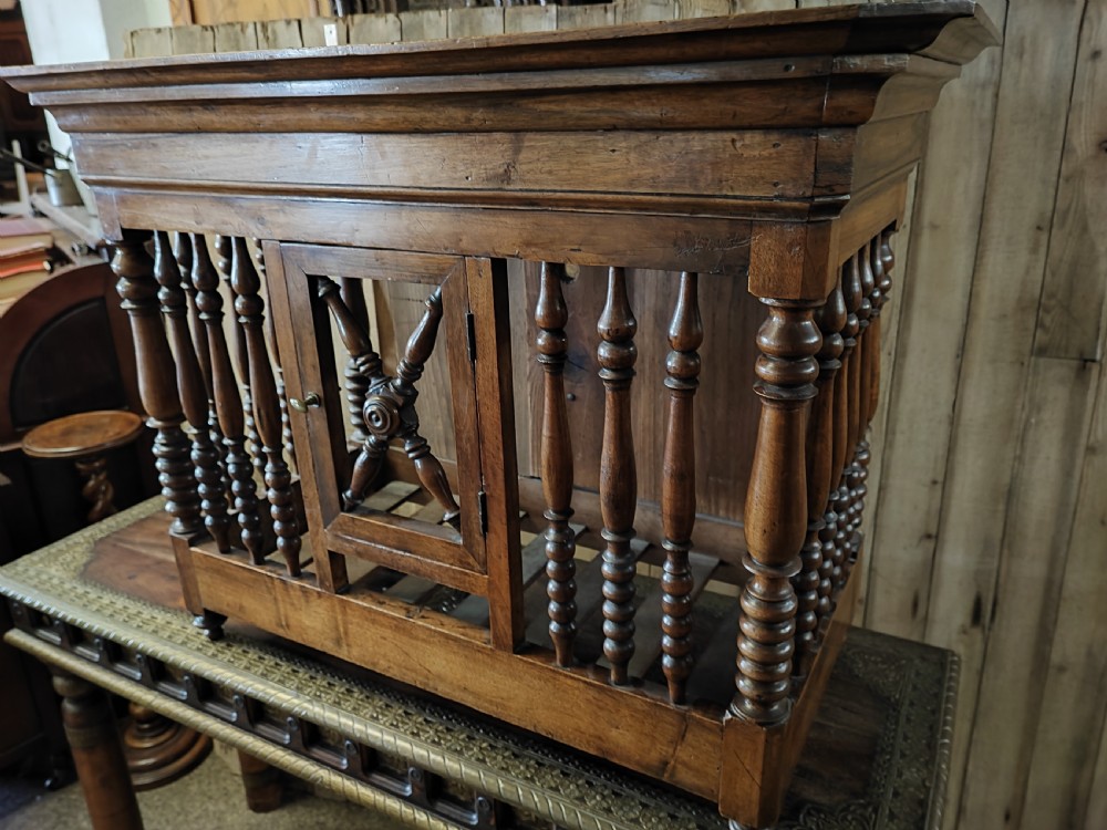 An antique walnut French Panetiere or bread store  View XV