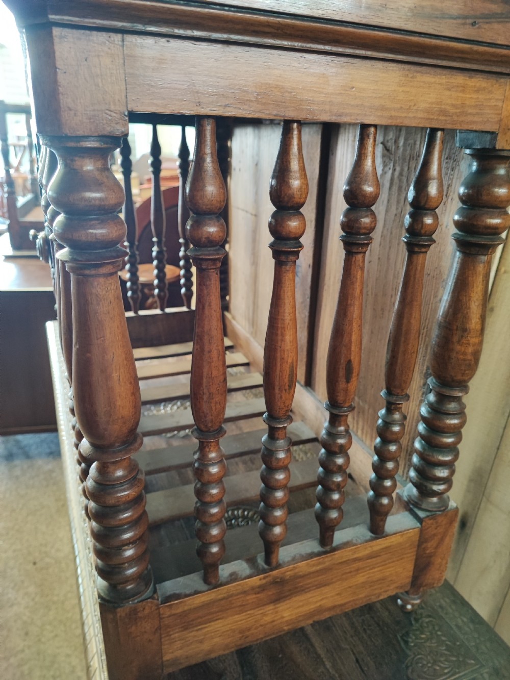 An antique walnut French Panetiere or bread store  View XVI