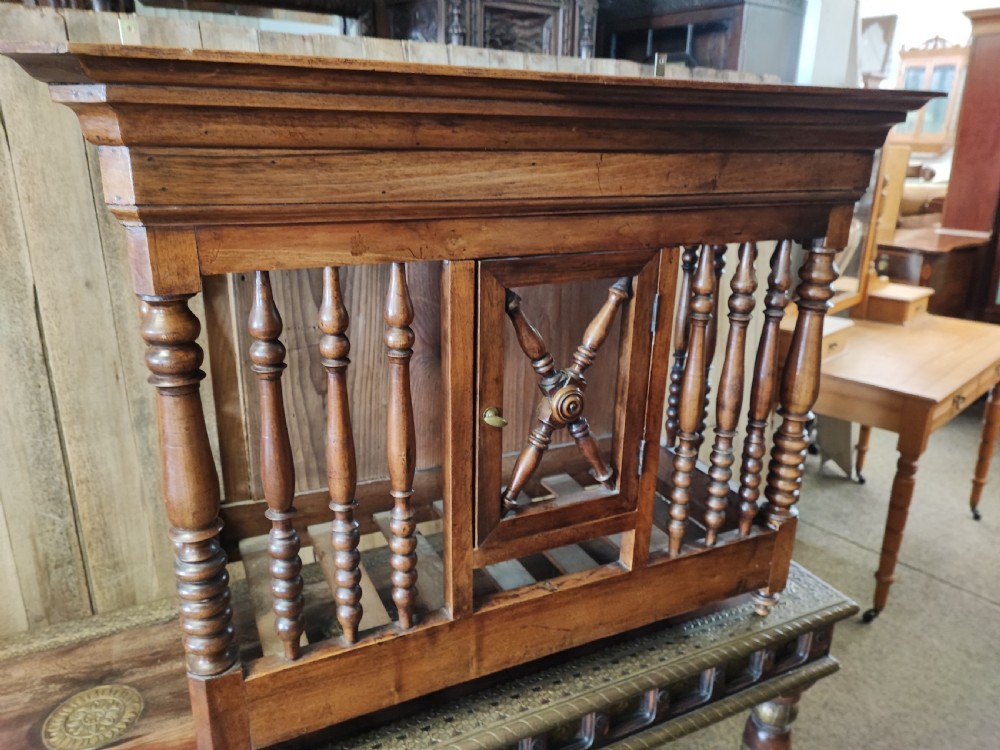 An antique walnut French Panetiere or bread store  View XVII