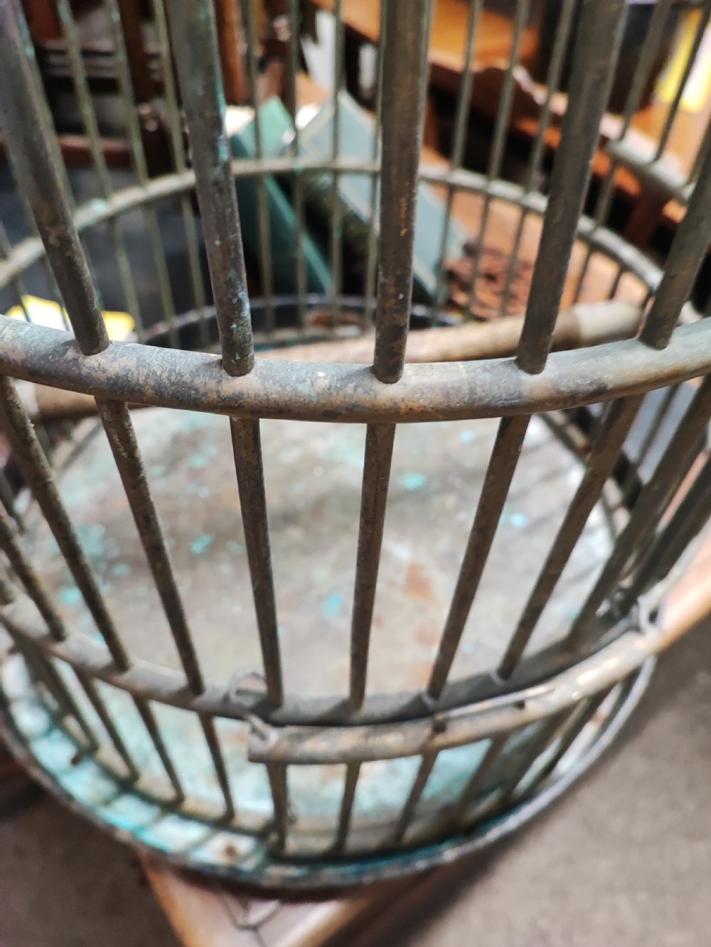 Large antique brass bird cage. View V