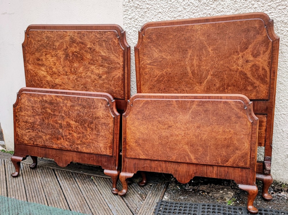 A fine pair of antique walnut single beds.