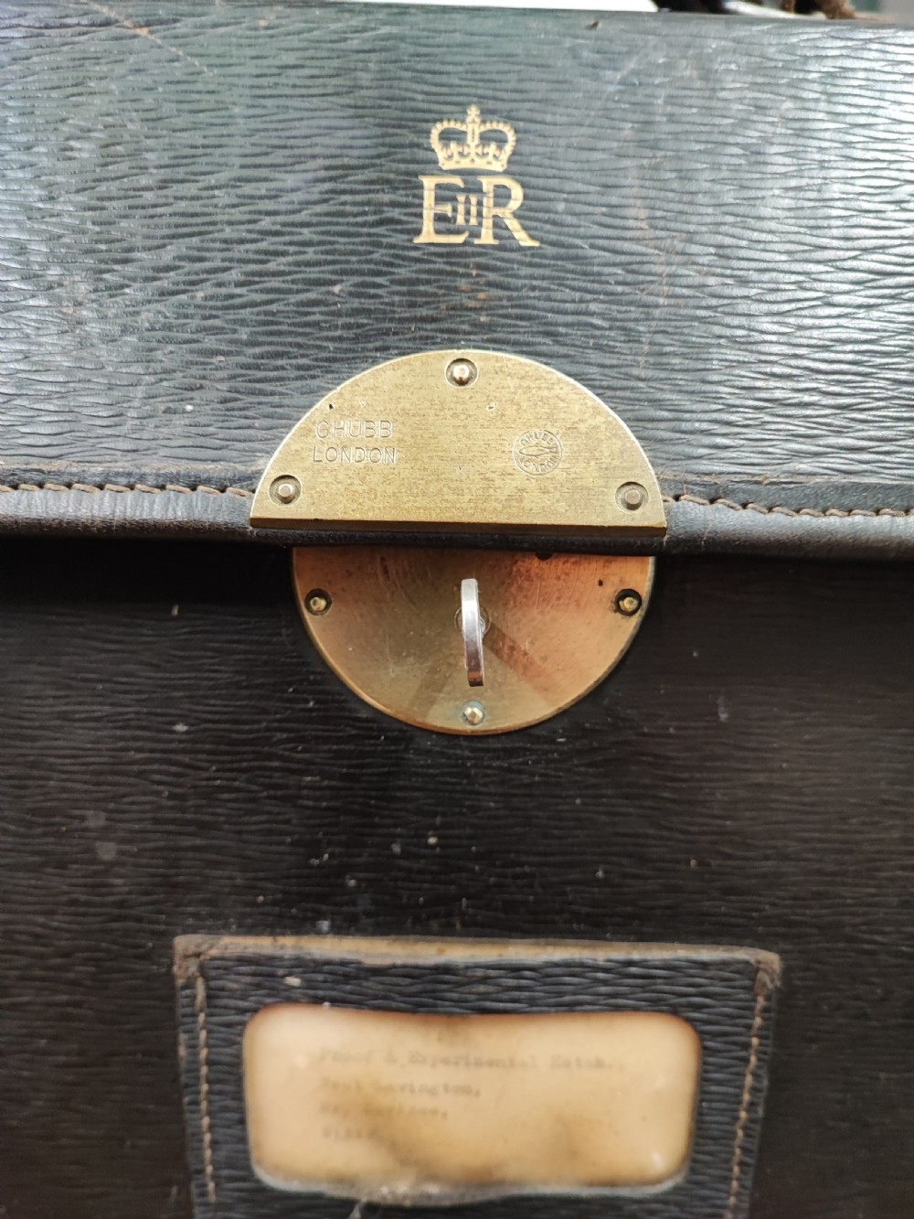 A rare houses of parliament black leather satchel or dispatch case  View X