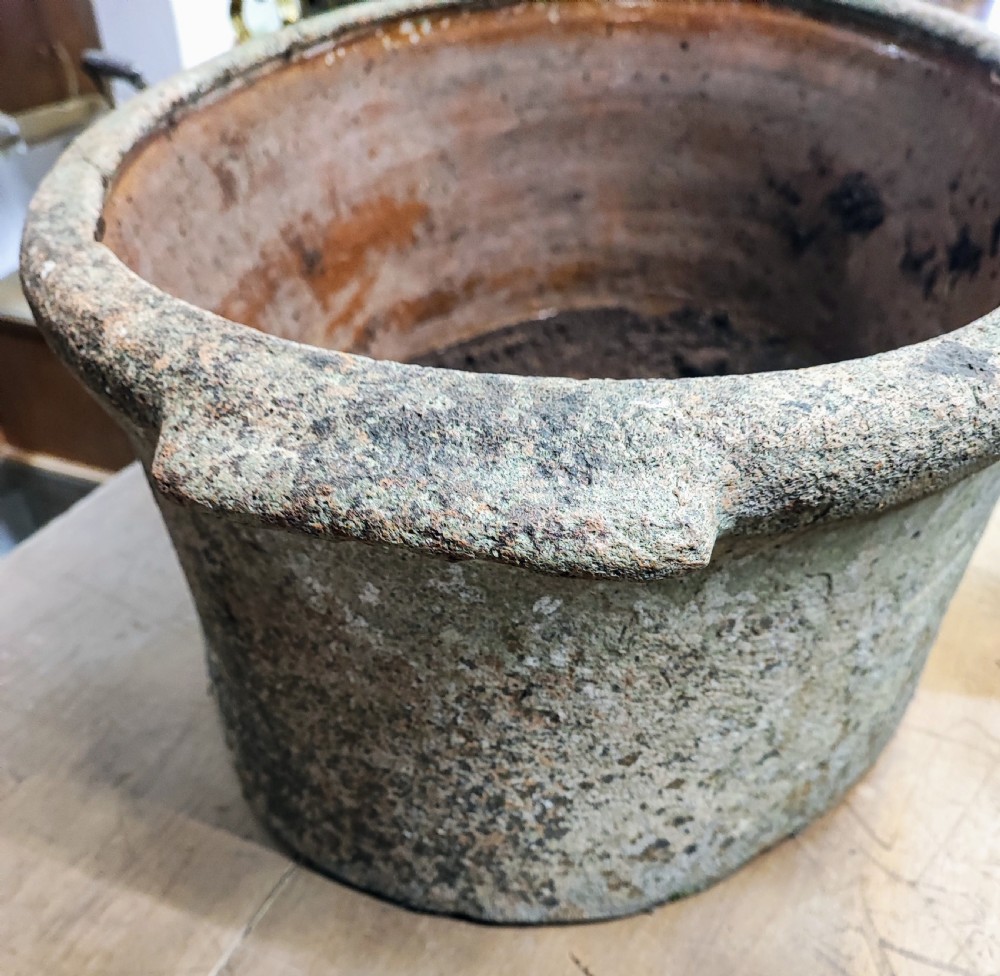 Antique salt glazed garden  planter of a large size. View III