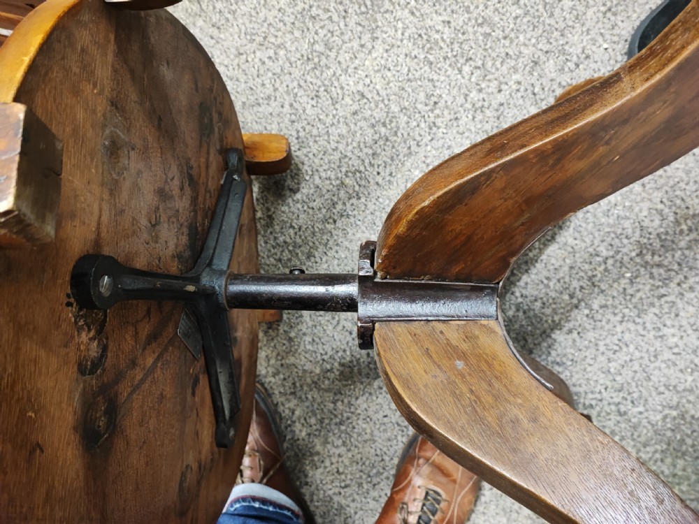 Antique oak revolving desk  chair  View III