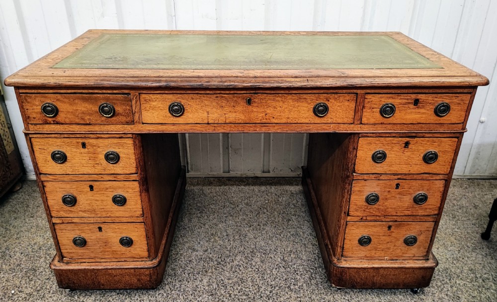 Victorian light oak three part desk  View II
