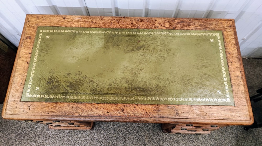 Victorian light oak three part desk  View III