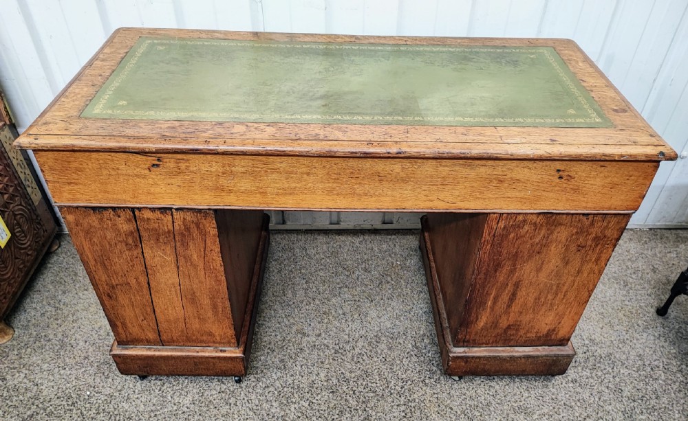 Victorian light oak three part desk  View IV