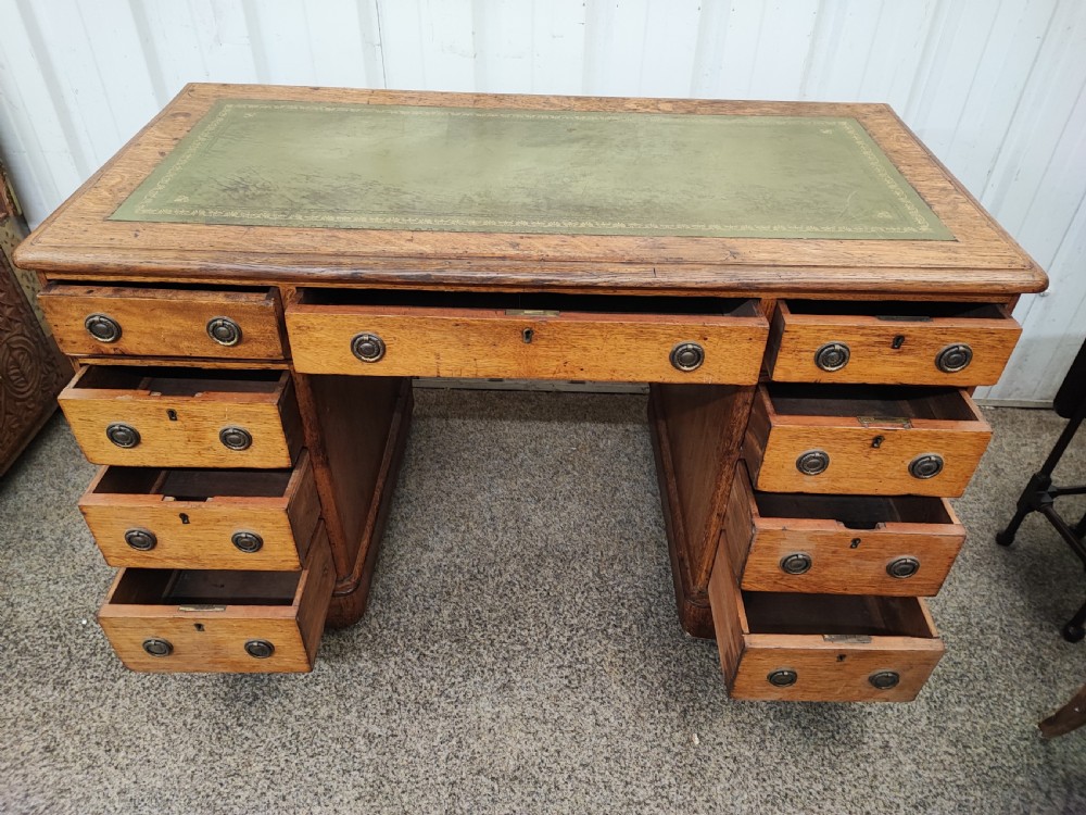 Victorian light oak three part desk  View V