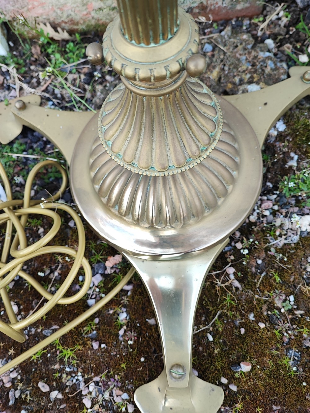 Antique, Quality brass adjustable standard lamp. View IV