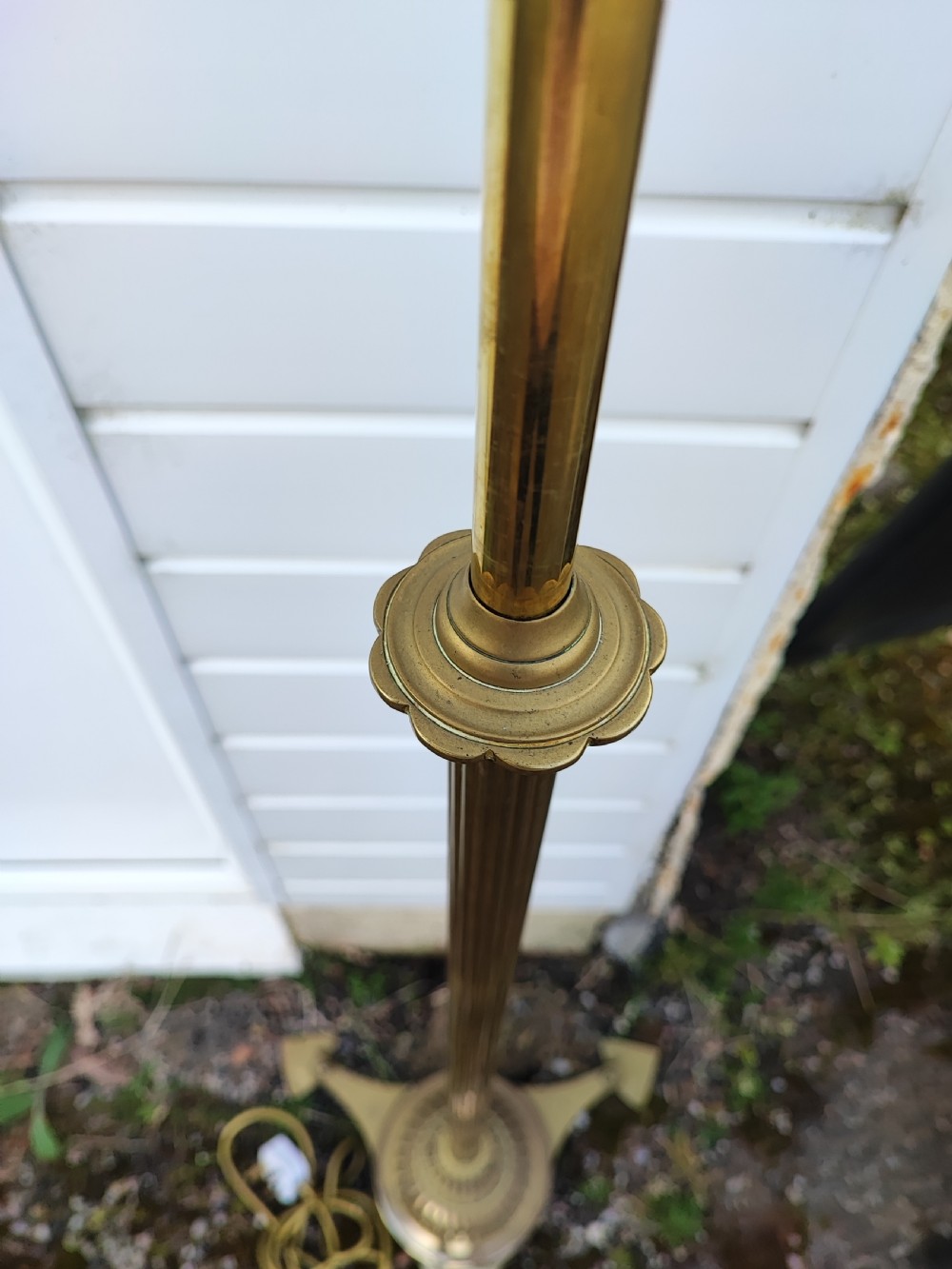 Antique, Quality brass adjustable standard lamp. View VI