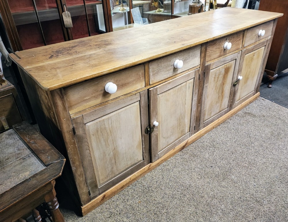 Large antique pine and beech dresser base 