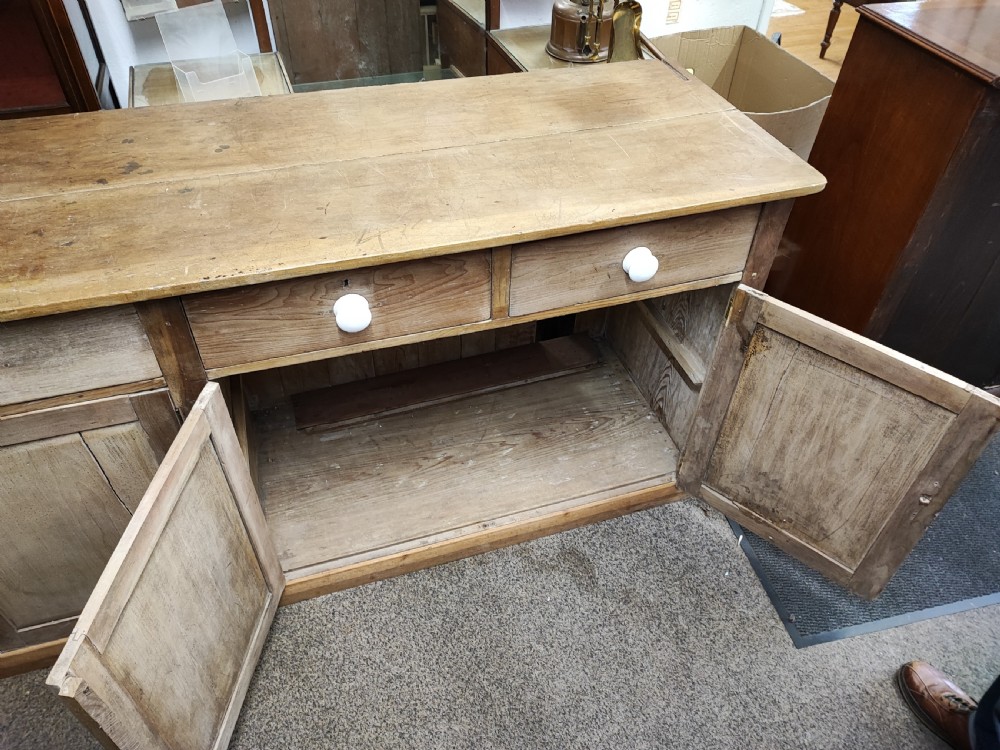 Large antique pine and beech dresser base  View IV