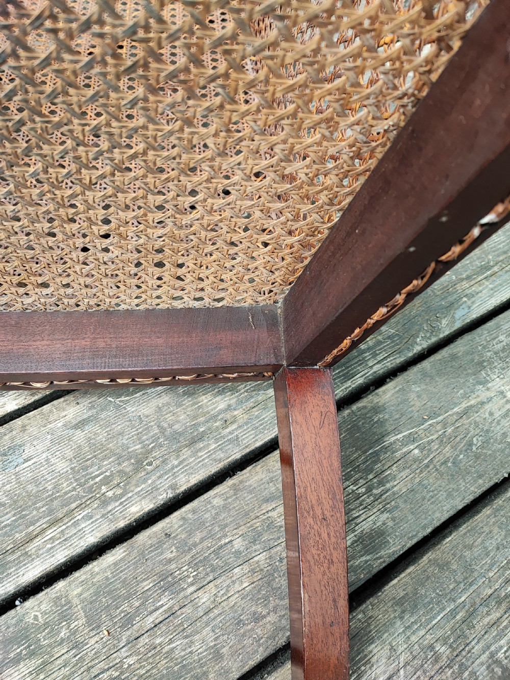 A Regency Gillows mahogany Bergere library arm chair View VI