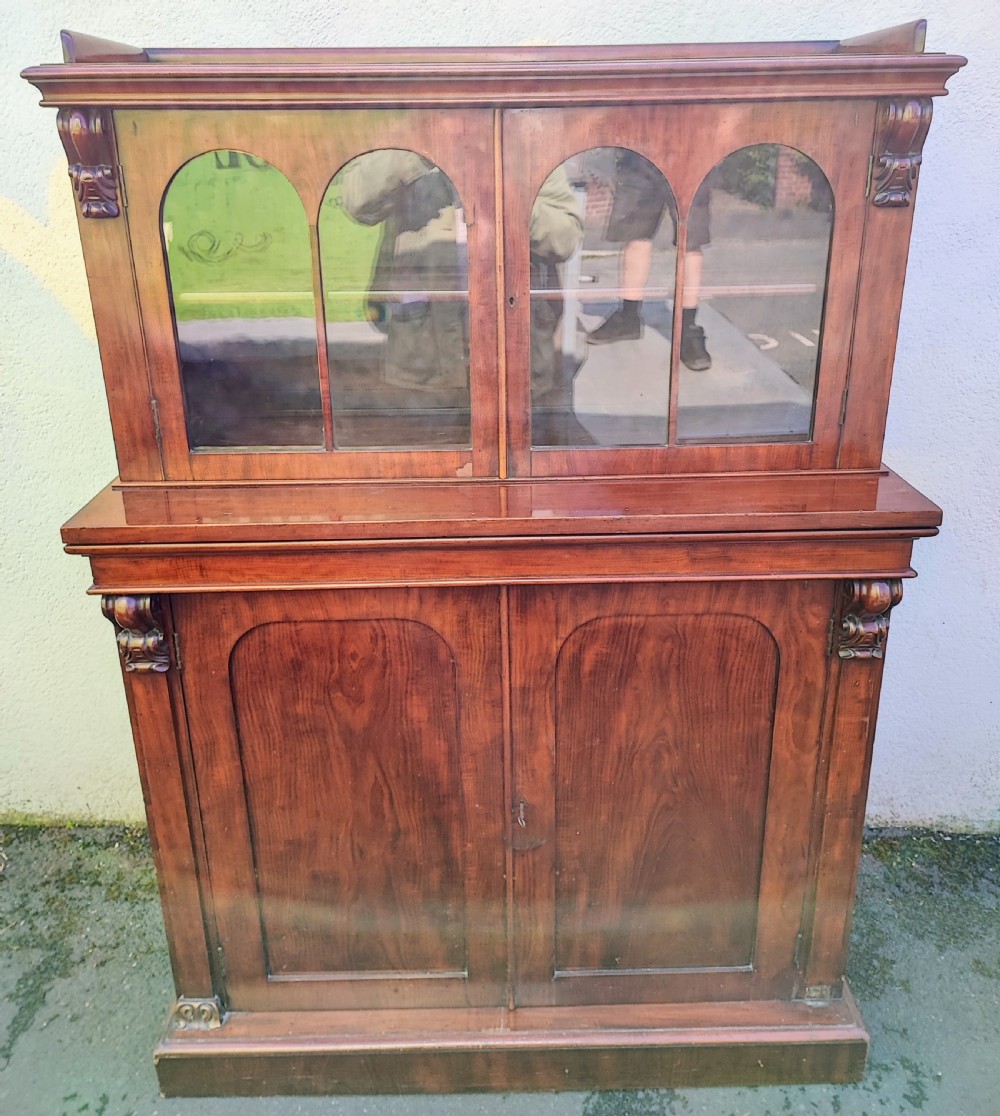 Victorian mahogany 2 door bookcase,with glazed top. View V