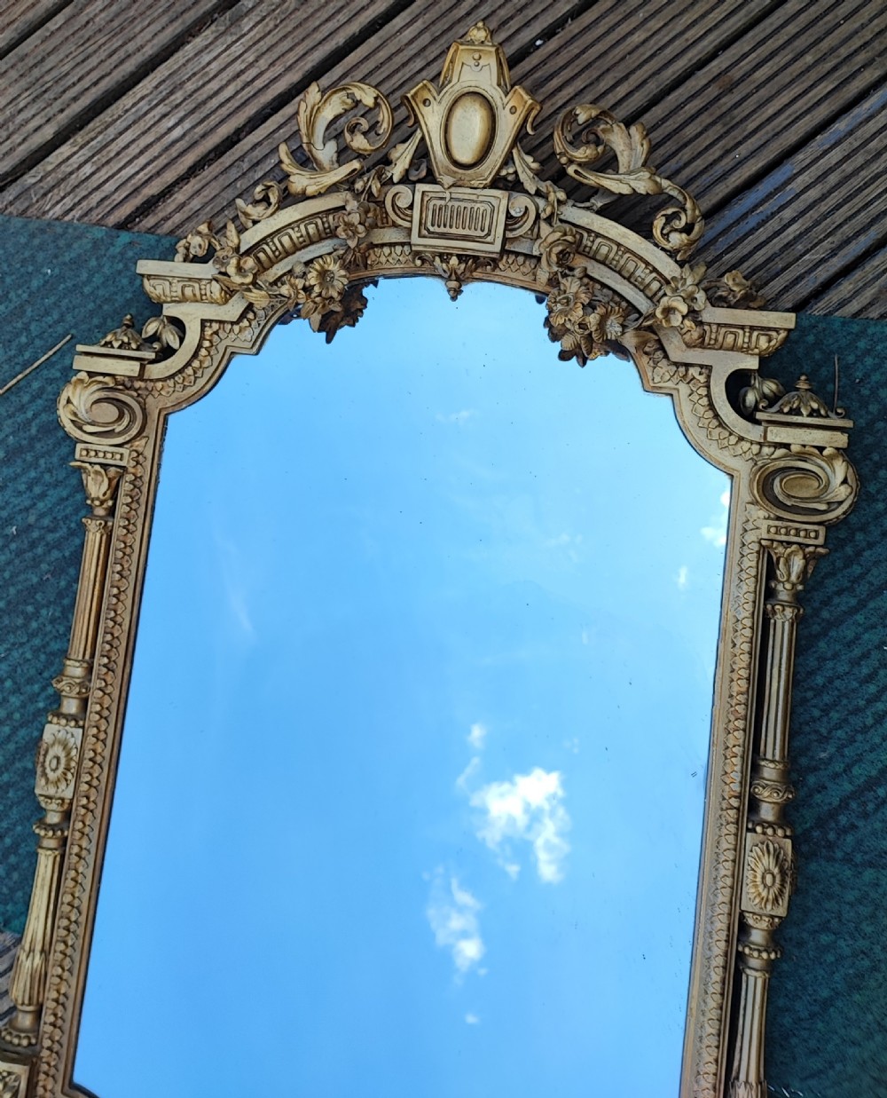 Antique,large sized gilt  wall mirror. View VII