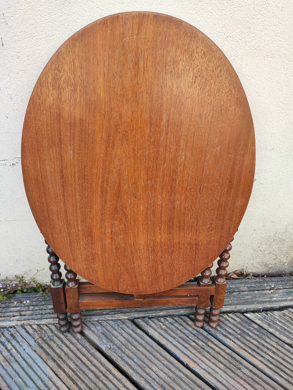 Antique walnut bobbin coaching table.