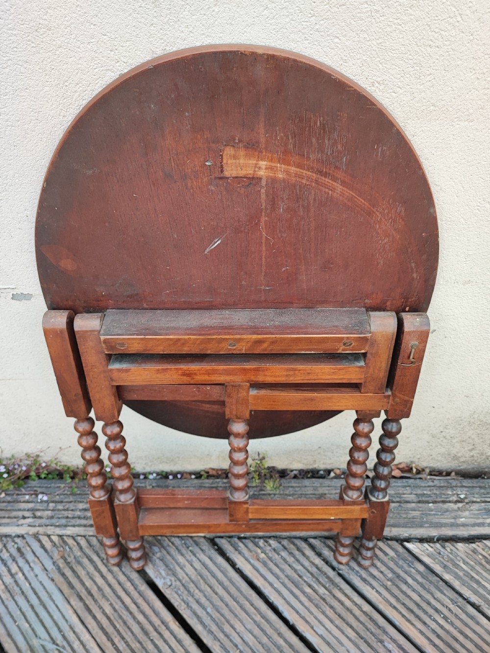 Antique walnut bobbin coaching table. View IV