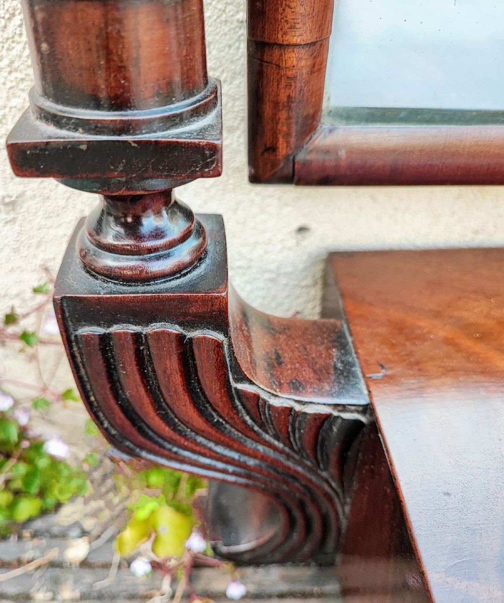 Antique Irish mahogany dressing or toilet mirror. View II