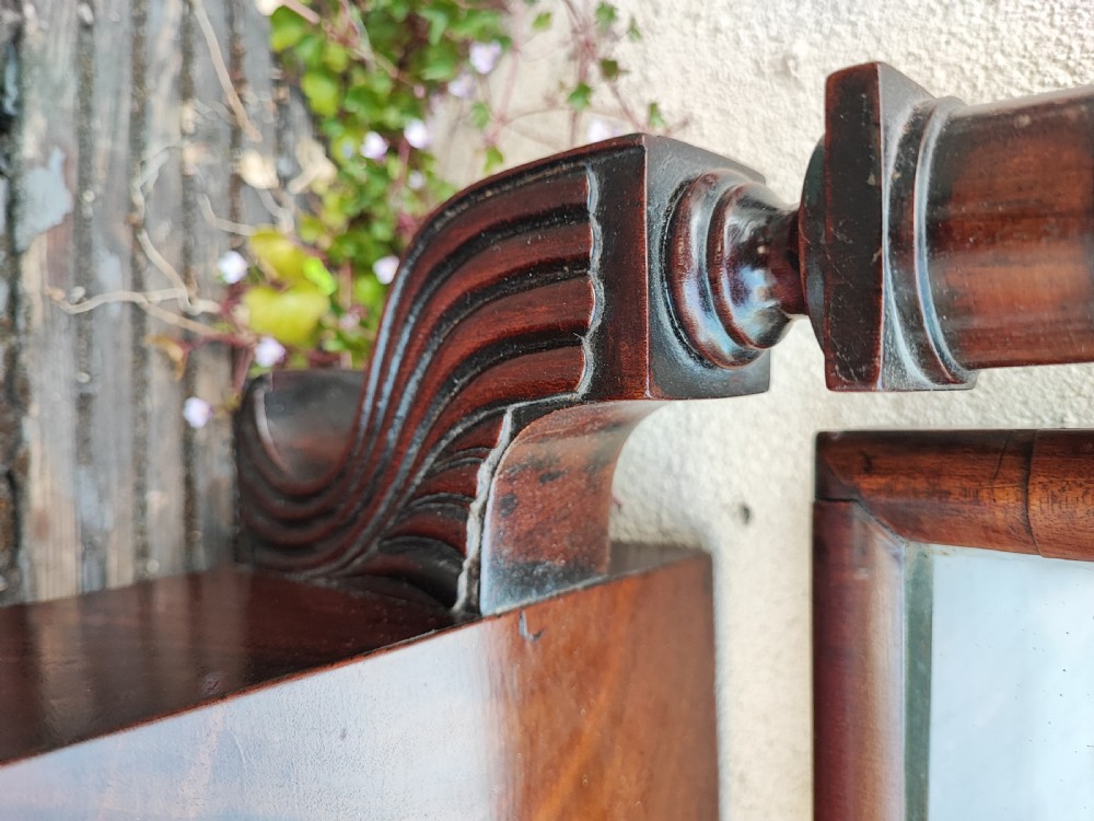Antique Irish mahogany dressing or toilet mirror. View III
